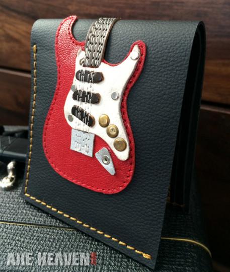 Red ST Electric Guitar Wallet – Handmade from Genuine Leather